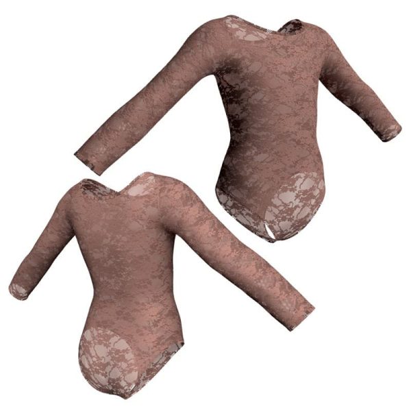 body danza in pizzo o rete maniche lunghe con inserto ppf1019