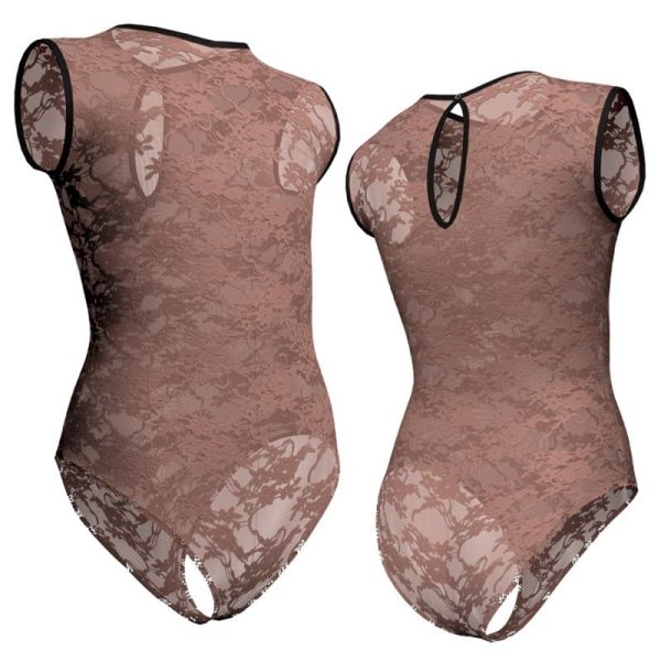 body danza in pizzo o rete senza maniche con inserto ppf1230