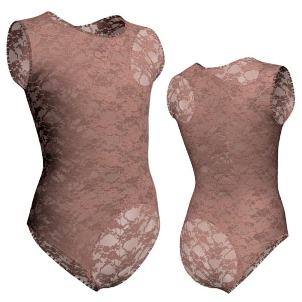 body danza in pizzo o rete senza maniche con inserto ppf2191