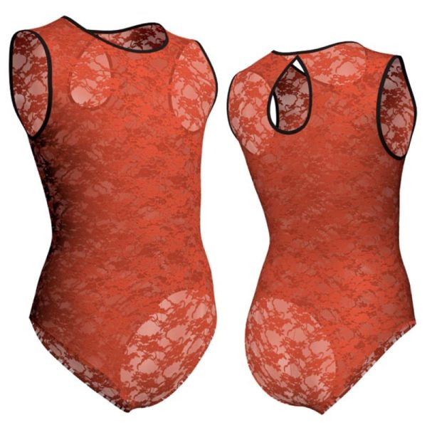 body danza in pizzo o rete senza maniche con inserto ppf2381