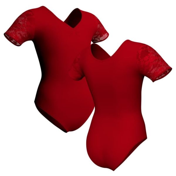 body danza manica corta con inserto in rete o pizzo plp1008t