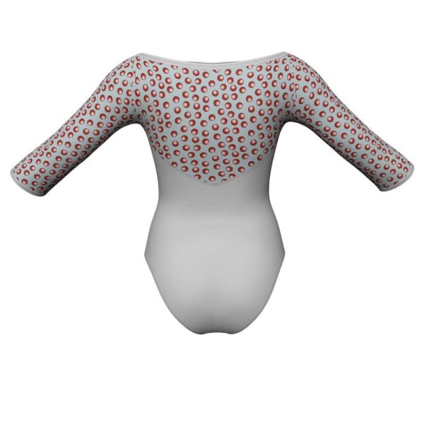 body danza maniche 3 4 con inserto pois dama animal pda1051