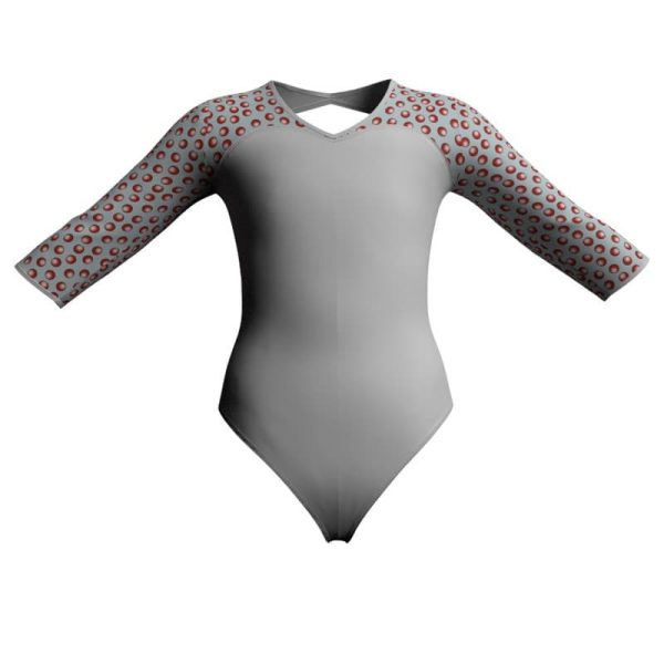 body danza maniche 3 4 con inserto pois dama animal pda126