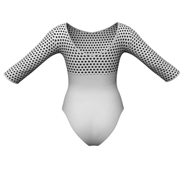 body danza maniche 3 4 con inserto pois dama animal pda1283