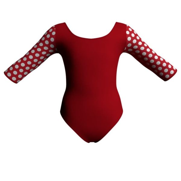 body danza maniche 3 4 con inserto pois dama animal pda406t