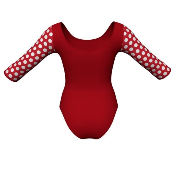 body danza maniche 3 4 con inserto pois dama animal pda406t1