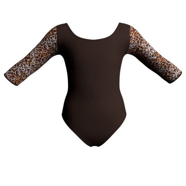 body danza maniche 3 4 con inserto pois dama animal pda406t2