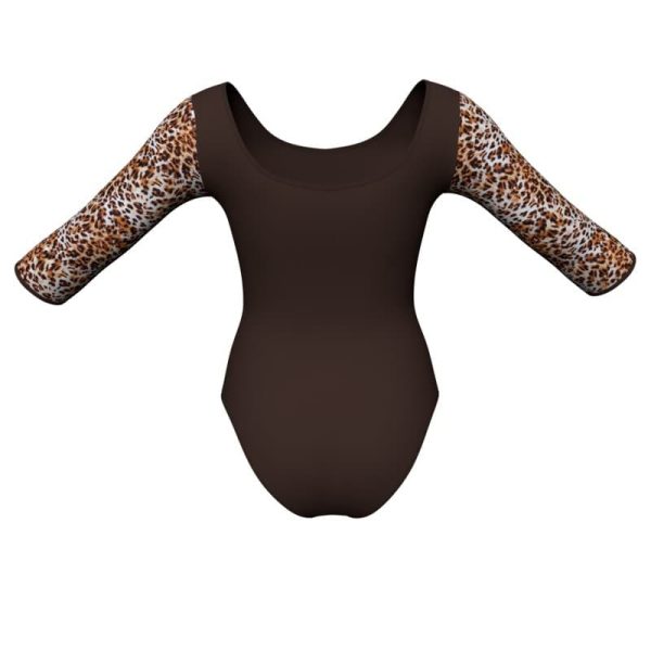 body danza maniche 3 4 con inserto pois dama animal pda406t3