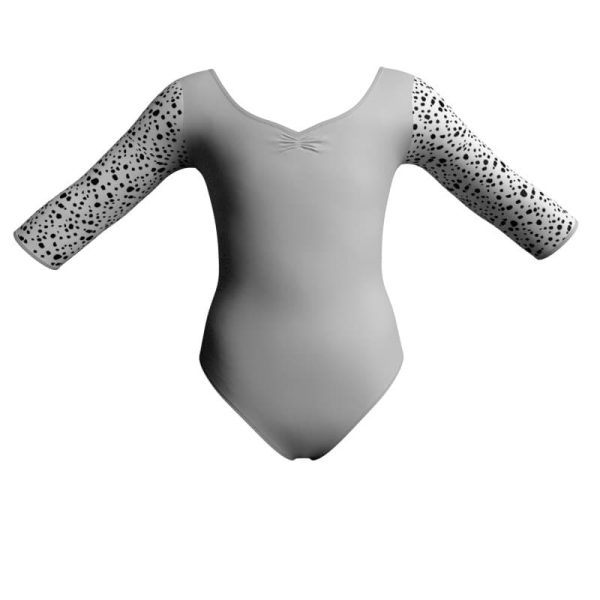 body danza maniche 3 4 con inserto pois dama animal pda452t2