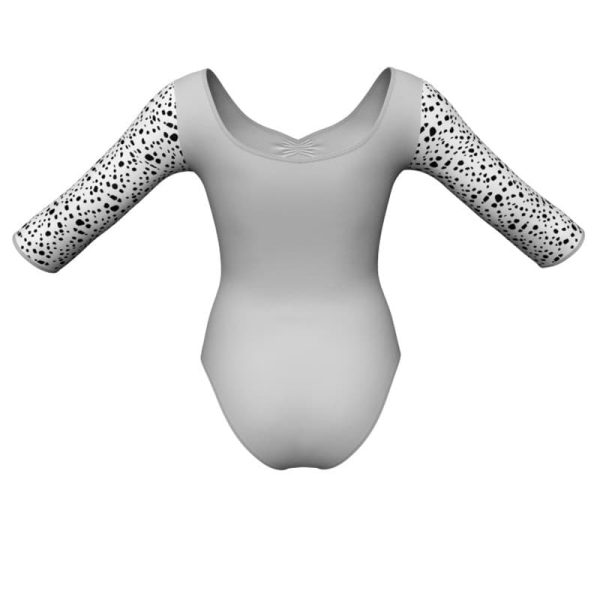 body danza maniche 3 4 con inserto pois dama animal pda452t3