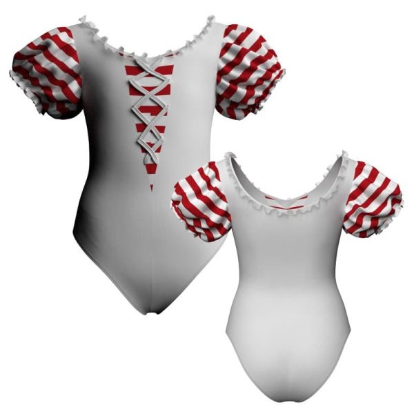 body danza maniche a palloncino con inserto pois dama animal pda2612