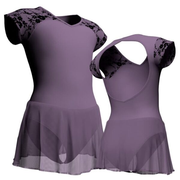 body danza maniche aletta con inserto belen pro e gonnellino in chiffon sk1lbc126ss