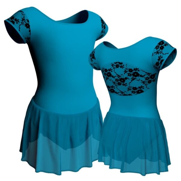 body danza maniche aletta con inserto belen pro e gonnellino in chiffon sk1lbc211t1