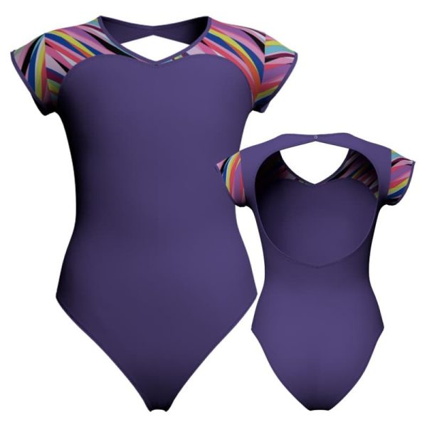 body danza maniche aletta con inserto fantasia pfa126ss