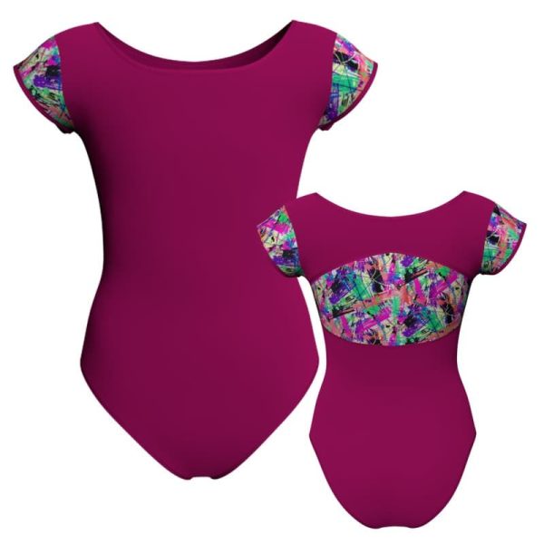 body danza maniche aletta con inserto fantasia pfa211t