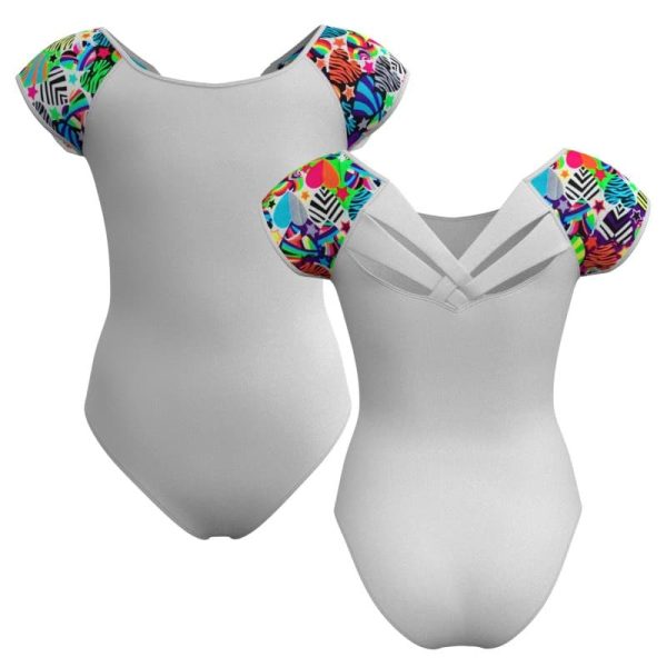 body danza maniche aletta con inserto fantasia pfa212