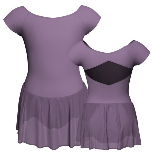 body danza maniche aletta con inserto in rete o pizzo e gonnellino in chiffon sk1lpc240