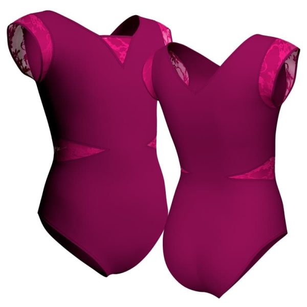 body danza maniche aletta con inserto in rete o pizzo plp115ss