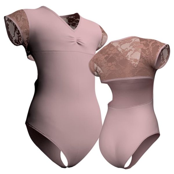 body danza maniche aletta con inserto in rete o pizzo plp122