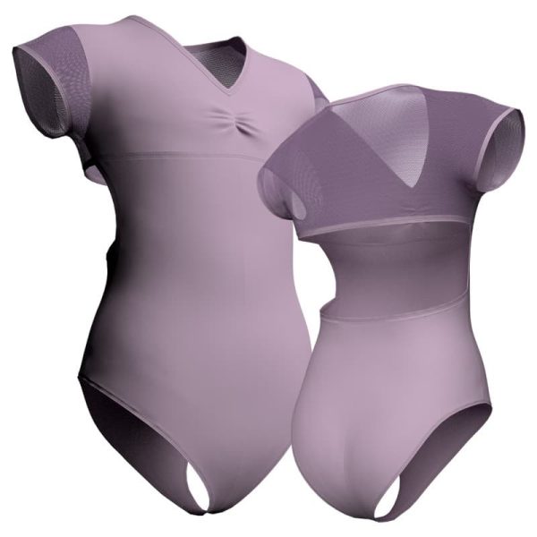 body danza maniche aletta con inserto in rete o pizzo plp1221