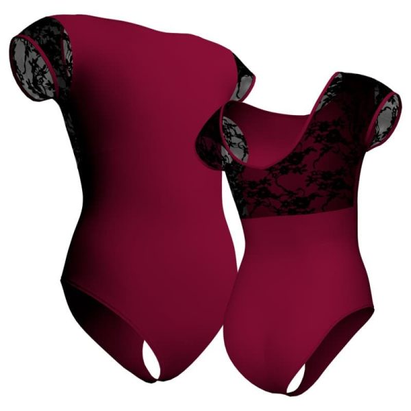 body danza maniche aletta con inserto in rete o pizzo plp128ss