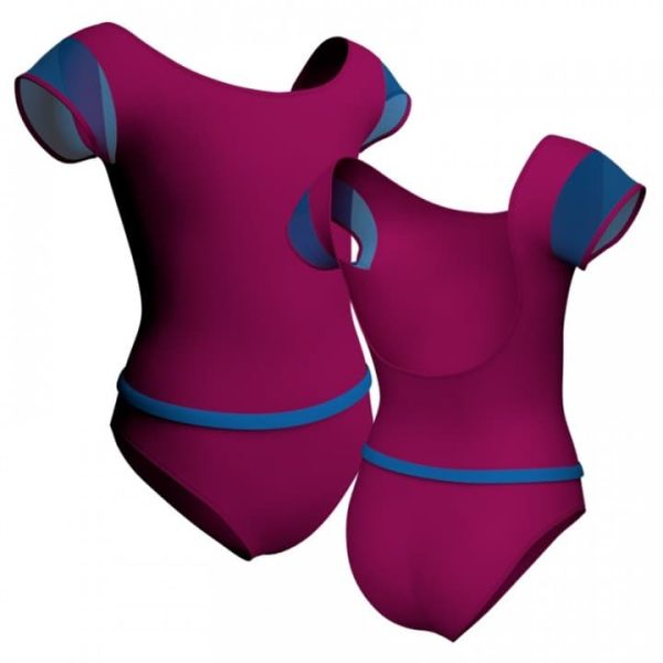 body danza maniche aletta con inserto in rete o pizzo plp2109t