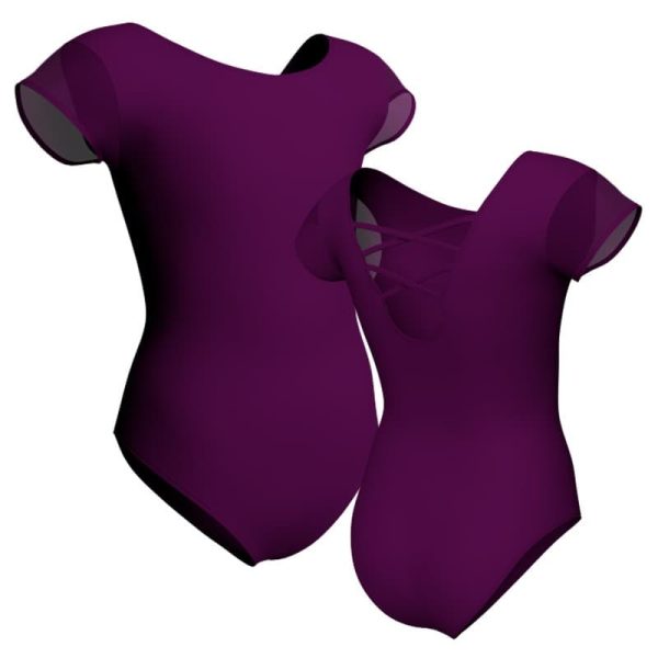 body danza maniche aletta con inserto in rete o pizzo plp216t1