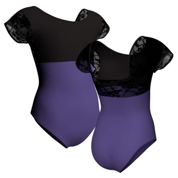 body danza maniche aletta con inserto in rete o pizzo plp231