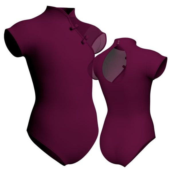 body danza maniche aletta con inserto in rete o pizzo plp25061