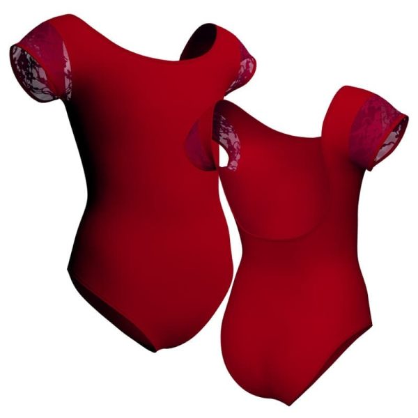 body danza maniche aletta con inserto in rete o pizzo plp414t1