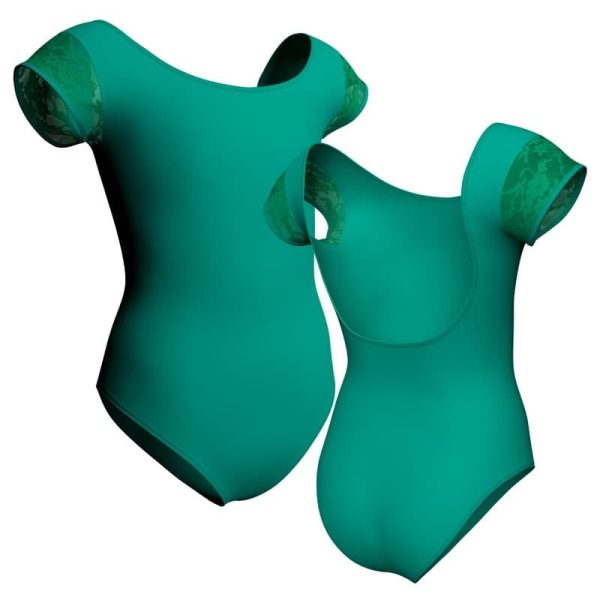 body danza maniche aletta con inserto in rete o pizzo plp414t2