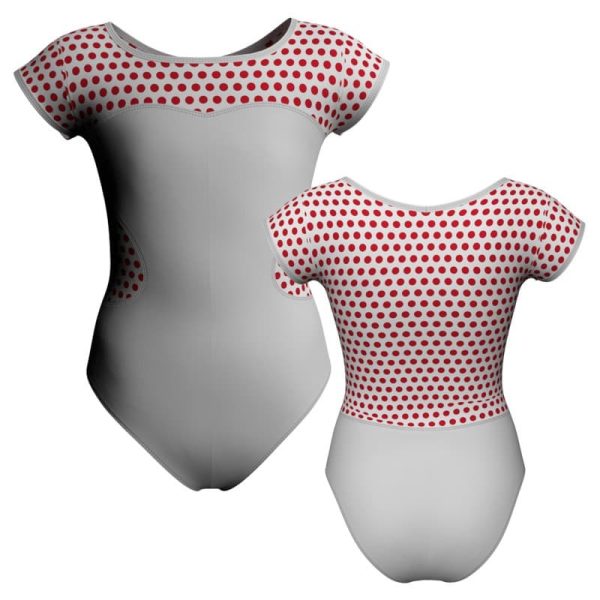 body danza maniche aletta con inserto pois dama animal pda10010