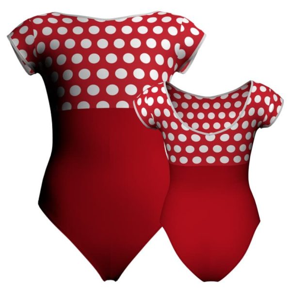 body danza maniche aletta con inserto pois dama animal pda128ss