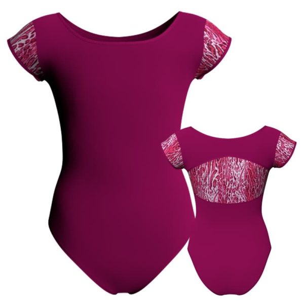 body danza maniche aletta con inserto pois dama animal pda211t