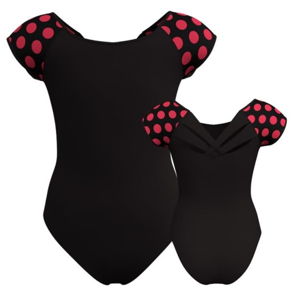 body danza maniche aletta con inserto pois dama animal pda2121