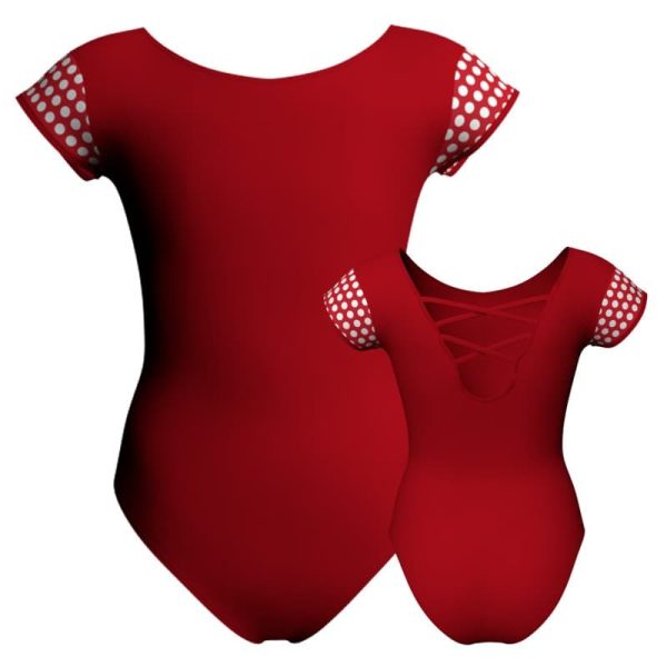 body danza maniche aletta con inserto pois dama animal pda216t1