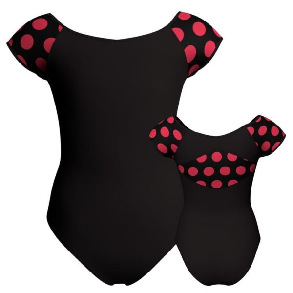 body danza maniche aletta con inserto pois dama animal pda240t1