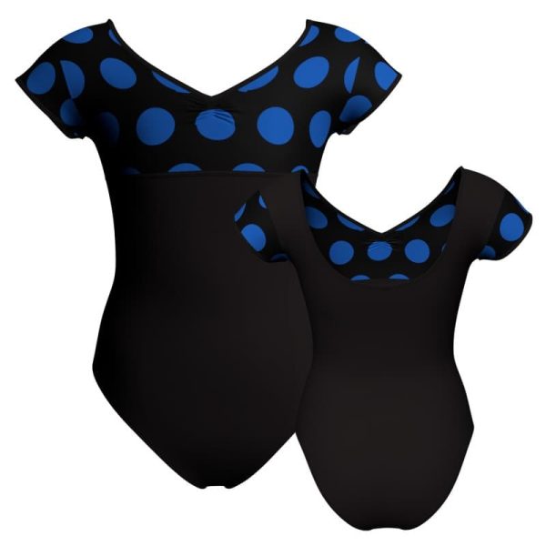 body danza maniche aletta con inserto pois dama animal pda501