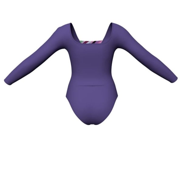 body danza maniche lunghe con inserto fantasia pfa25323