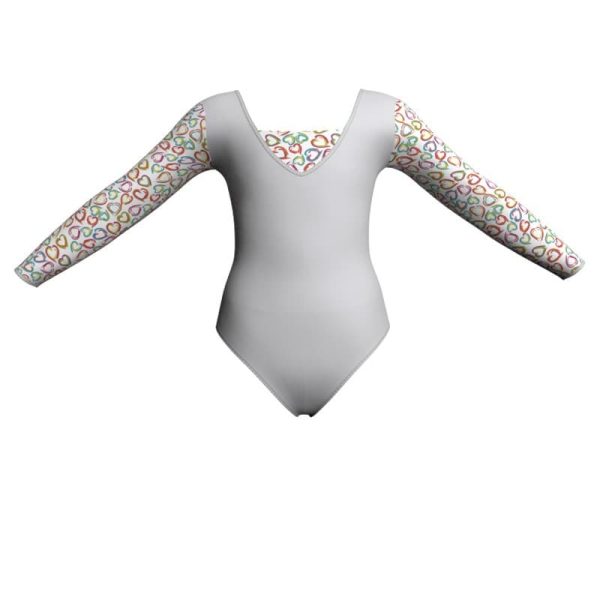 body danza maniche lunghe con inserto fantasia pfa2532t4