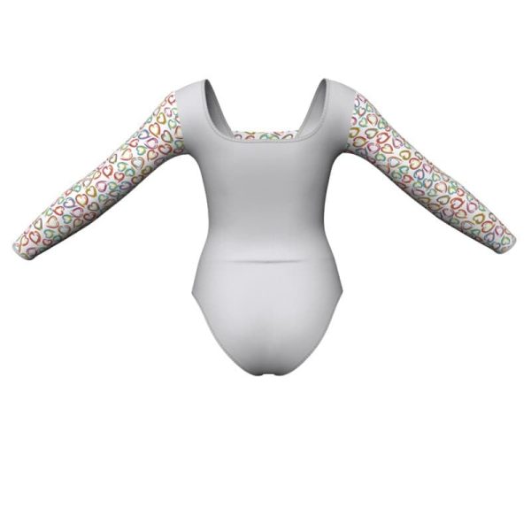 body danza maniche lunghe con inserto fantasia pfa2532t5