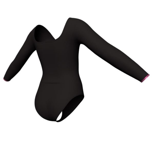 body danza maniche lunghe con inserto in lurex plx25321