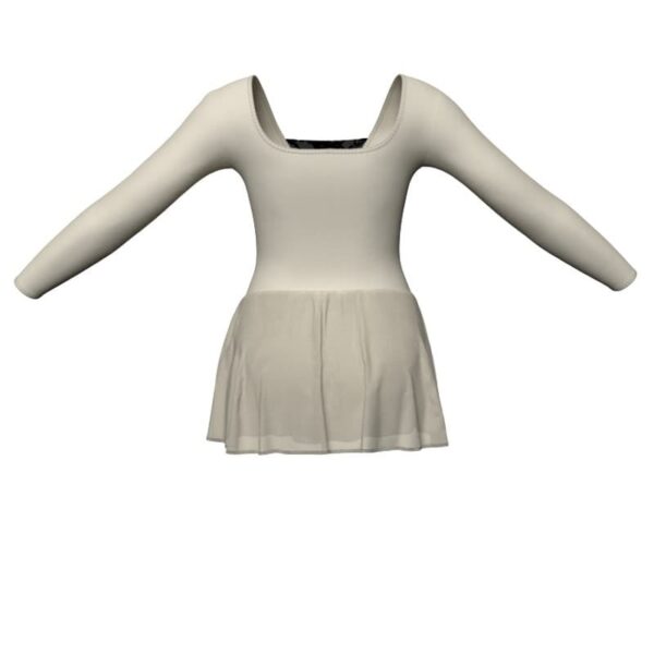 body danza maniche lunghe con inserto in rete o pizzo e gonnellino in chiffon sk1lpc25321