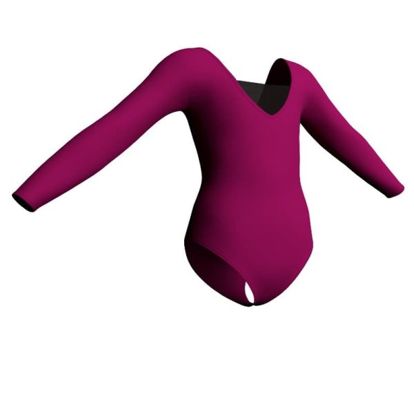 body danza maniche lunghe con inserto in rete o pizzo plp2532