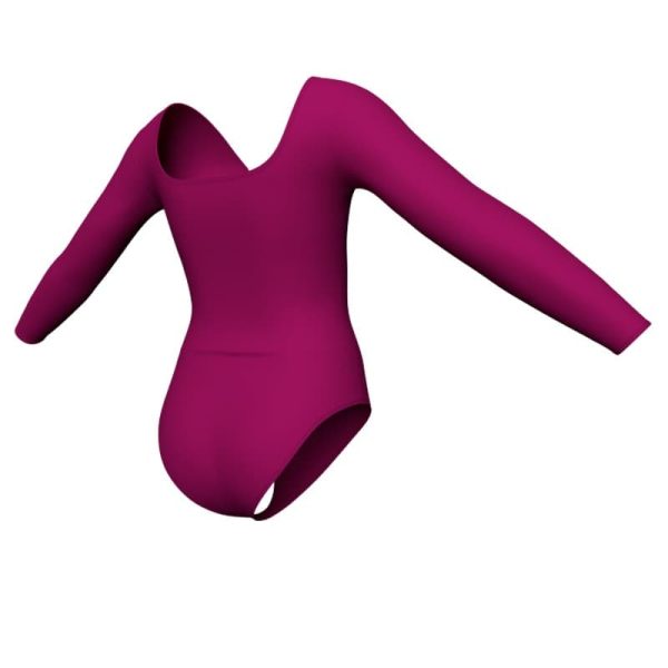 body danza maniche lunghe con inserto in rete o pizzo plp25321