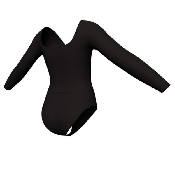 body danza maniche lunghe con inserto in rete o pizzo plp25323