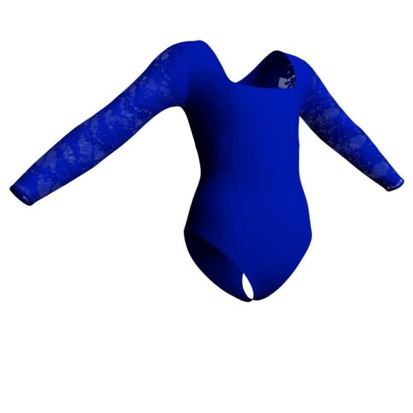 body danza maniche lunghe con inserto in rete o pizzo plp2537t2