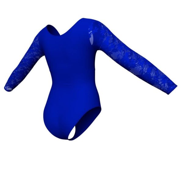 body danza maniche lunghe con inserto in rete o pizzo plp2537t3