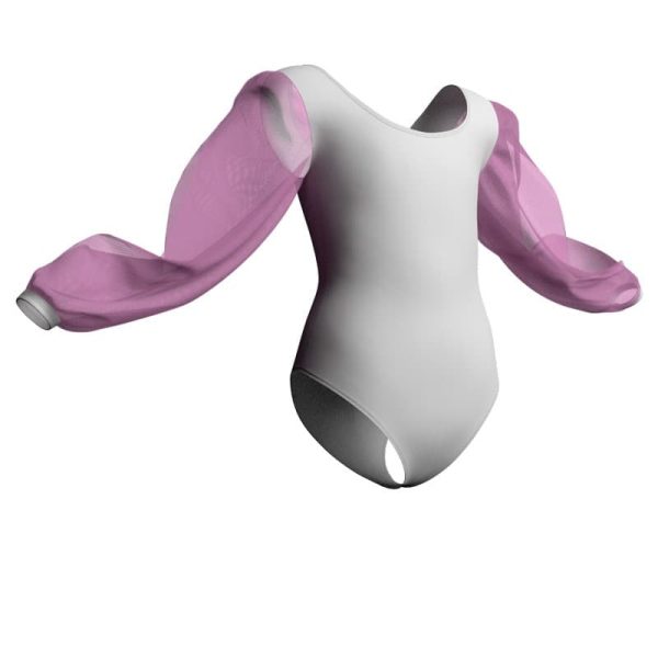 body danza maniche lunghe con inserto in rete o pizzo plp2633