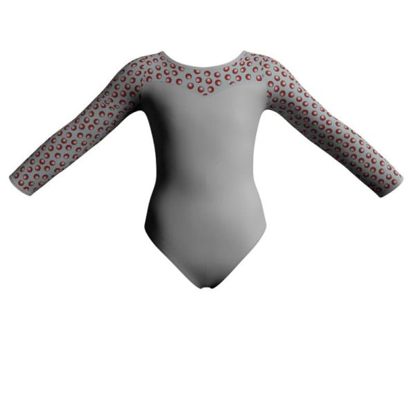 body danza maniche lunghe con inserto pois dama animal pda10192